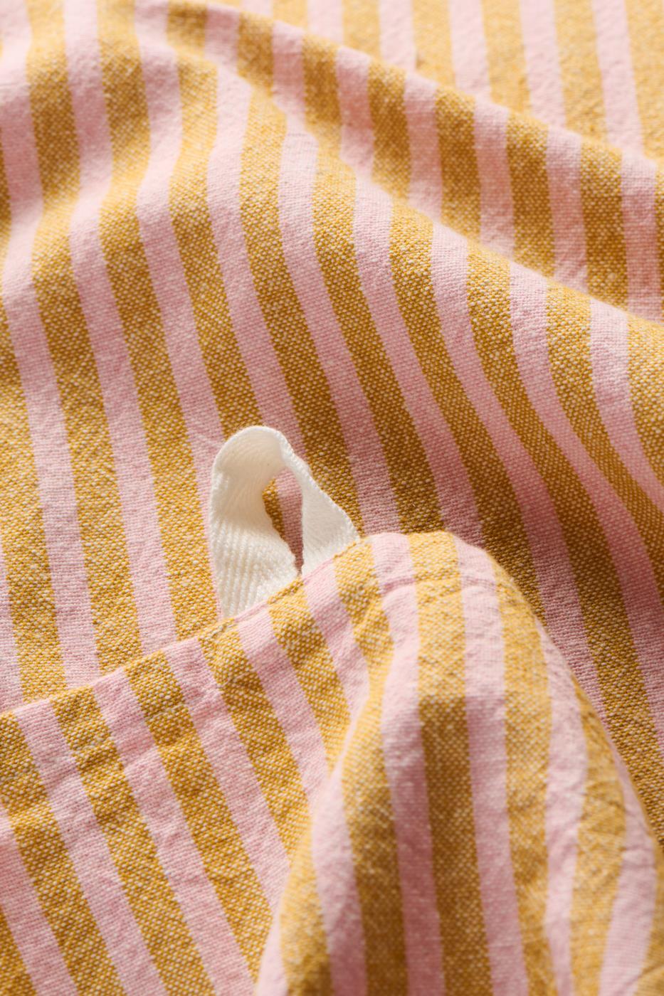 Torchon rayé jaune et rose