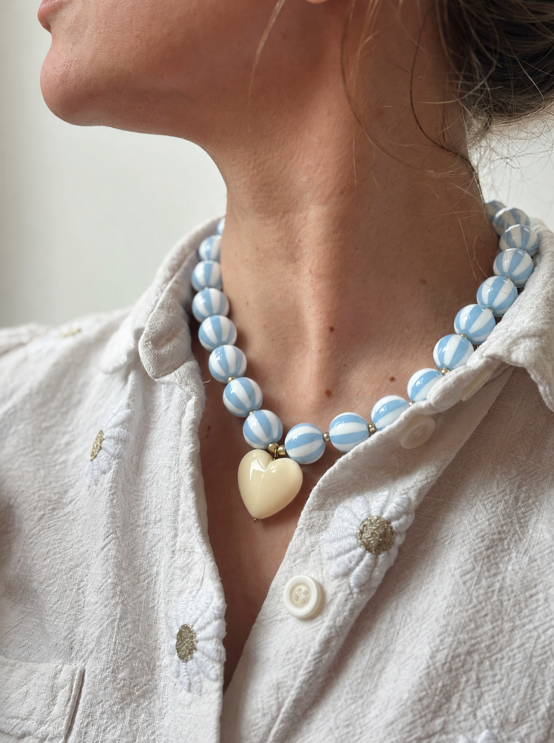 Collier Rayures Bleu Ciel