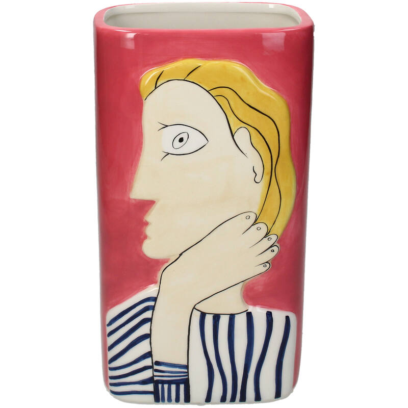 Vase peint à la main VISAGE ROSE
