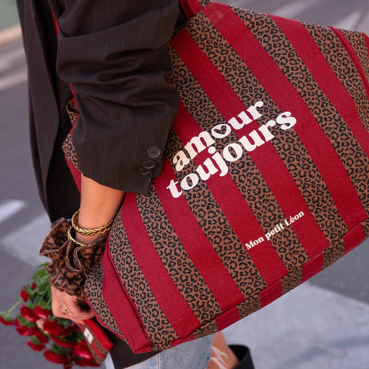 Sac Cabas XXL - Léopard Cherry - Amour Toujours