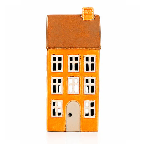 Maison photophore haute orange