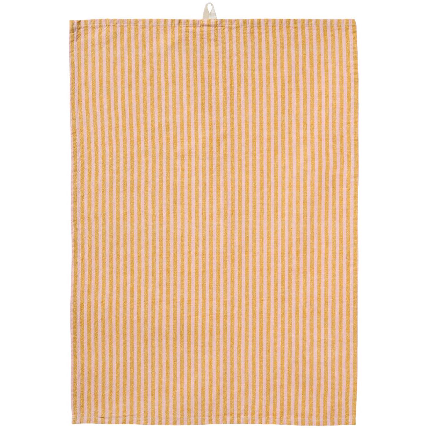 Torchon rayé jaune et rose