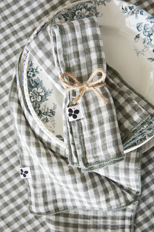 Lot de 3 serviettes Vichy Romarin