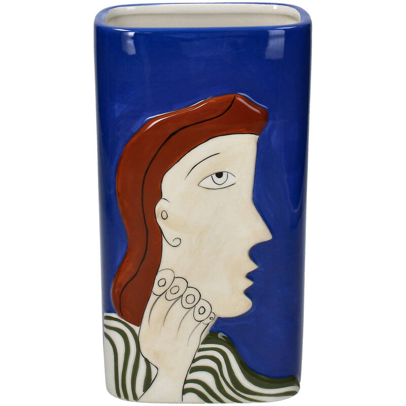 Vase peint à la main VISAGE BLEU