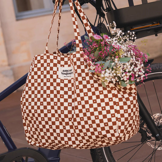 Sac Cabas XXL Damier Coeur - Amour Toujours