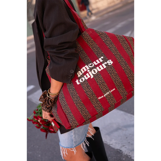 Sac Cabas XXL - Léopard Cherry - Amour Toujours