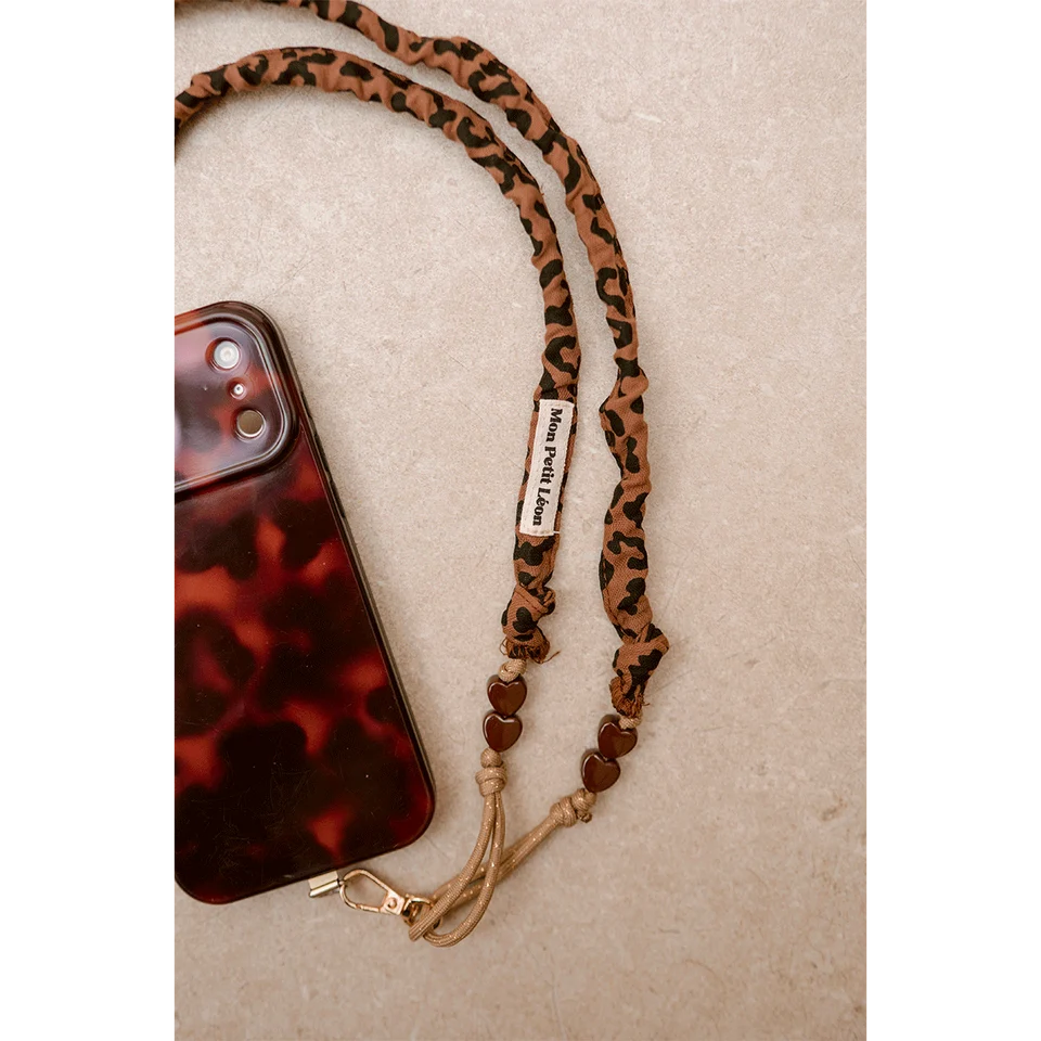 Sangle téléphone Billie Léopard Marron